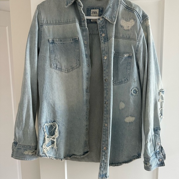 Zara Other - Zara Light Blue Relaxed Fit Denim Jacket